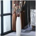 28" Tall Floor Vase with Vertical Striped Pattern Decorative Large Ceramic White Vase Flower Holder for Living Room Kitchen Porch Office Home Décor Dried Flower Arrangement Wedding Housewarming