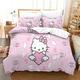 FIBITA 3D Printed Hello Kitty Pattern Duvet Cover Sets, Pink Bedding Quilt Cover Set with Pillowcases, Comforter Cover Soft Microfiber with Hidden Zipper for Kids ToddlerDouble（200x200cm）