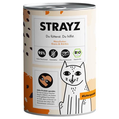 6x 400g STRAYZ BIO Dose Bio-Gans & Bio-Kürbis Katzenfutter nass