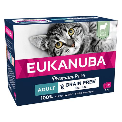 Sparpaket: 24x85g Eukanuba Getreidefrei Adult Lamm Katzenfutter nass