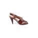 Petra Firenze Heels: Slingback Stilleto Boho Chic Brown Print Shoes - Women's Size 6 - Open Toe
