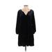 Gap Casual Dress - Mini V Neck 3/4 sleeves: Black Solid Dresses - Women's Size Medium