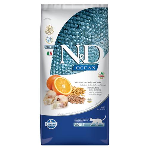 3x5kg Farmina N&D Ocean gesundes Getreide Kabeljau & Orange Adult Katzenfutter trocken