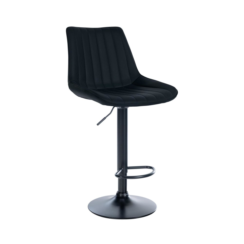 Tabouret de bar similicuir ajustable pivotant pvc et synthetique Noir