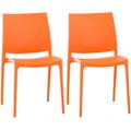 Lot 2 chaises de jardin empilables en plastique Orange