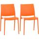 Lot 2 chaises de jardin empilables en plastique Orange