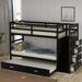 Solid Wood Twin Over Twin Bunk Bed with Trundle and Staircase, Storage Drawers Included