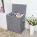 SONGMICS Fabric Double Laundry Hamper Separate Compartments Sorter 2 Sections Collapsible Clothes Storage Basket