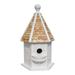 16" White and Brown Fairytale Inspired Outdoor Garden Birdhouse