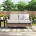 Three Posts™ Courson 51" Wide Outdoor Teak Loveseat w/ Cushions Wood/All - Weather Wicker/Wicker/Rattan/Natural Hardwoods in Gray/Brown | Wayfair