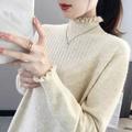 PIKADINGNIS Autumn Winter Ruffles Sweater Women Elegant Long Sleeve Turtleneck Sweaters Korean Fashion Warm Knitted Pullovers