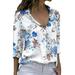 Blouse Women Long Sleeve Female Long Sleeve Shirts Women s Floral Printed Shirts Tops Long Sleeve Lapel Button Down Blouse Summer Casual Fitted Button down Shirt Women Sleeveless Medium Women Shirts