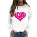 GWAABD Lady Sweatshirts for Women Loose Fit Trendy LOVE Pattern Print Women s Sweatshirt Crew Neck Long Sleeve Casual Tops