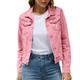 iOPQO womens sweaters Women s Basic Solid Color Button Down Denim Cotton Jacket With Pockets Denim Jacket Coat Women s Denim Jackets Pink M