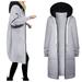 wendunide coats for women Women s Warm Zipper Open Hoodies Sweatshirt Long Coat Jacket Top Outwear Womens Fleece Jackets Gray S