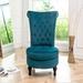 Slipper Chair - Charlton Home® Barkingside 20" Wide Tufted Velvet Slipper Chair Velvet in Green/Blue | 42 H x 20 W x 29.5 D in | Wayfair