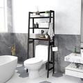 Hokku Designs Dawniel Solid Wood Freestanding over-the-Toilet Storage Solid Wood in Black/Brown | 61.81 H x 25.59 W x 11.02 D in | Wayfair