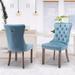 House of Hampton® Friedrun Velvet Dining Chair Tufted Dining Room Chair w/ Solid Wood Leg Wood/Upholstered/Velvet in Blue/Brown | Wayfair