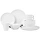 Xtremeauto 16pc Dinner Set Plates and Bowls Set - Dinnerware Sets Melamine Bowl, Plate & Mugs Crockery Plate Set Dining Tableware Dishes, Dishwasher Safe Set Caravan (Seramika Vanilla 16pc Set)