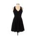 B. Darlin Casual Dress - A-Line V Neck Sleeveless: Black Print Dresses - Women's Size 7