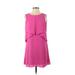 BCBGMAXAZRIA Casual Dress - Mini Crew Neck Sleeveless: Pink Solid Dresses - Women's Size X-Small