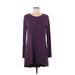 H By Halston Casual Dress - A-Line Scoop Neck Long sleeves: Purple Solid Dresses - Women's Size Medium