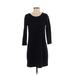Gap Outlet Casual Dress - Shift Scoop Neck 3/4 sleeves: Black Print Dresses - Women's Size Small
