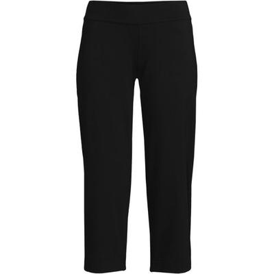 Starfish Straight Leg Cropped Jersey Trousers, Women, size: 16-18, regular, Black, Cotton-blend, by Lands' End