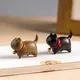 Miniatures de chaton/chiot en bois naturel figurines de chien/chat en bois sculptées à la main