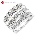 GIGAJEWE Total 0.3/0.7/1.5/ct 2.3/3/4mm Rond D VVS1 Moissanite 925 Bague en argent Diamant Test