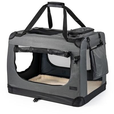 lionto Hundetransportbox Hundetasche Hundebox faltbare Kleintiertasche, (XL) 82x58x58 cm grau