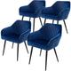 ML-Design Lot de 4 Chaises de Salle à Manger avec Accoudoirs et Dossier, Bleu Foncé, Revêtement en