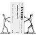 Hiziwimi Heavy Duty Stainless Steel Kung Fu Man Bookends Nonskid Humanoid Bookends for Home Office Llibrary School Decorative bookends (1 Pair)