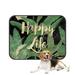 PKQWTM Modern tropical palm leaves Happy Life quote Pet Dog Cat Bed Pee Pads Mat Cushion Potty Dogs Blankets Crate Bed Kennel 25x30 inch