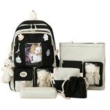 Sprifallbaby 5Pieces Girls Bag Set Cartoon Doll Backpack + Shoulder Bag + Wallet + Drawstring Bag + Pencil Case for Students