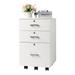 Gzxs Rolling Filing Cabinet with Lockable Wheels White Wood Filing Cabinet with 3 Drawers and Keys for Home Office