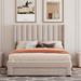 Full Size Storage Bed Bedroom Furniture, Velvet Upholstered Platform Bed with Cushioned Headboard and Large Footboard Drawer