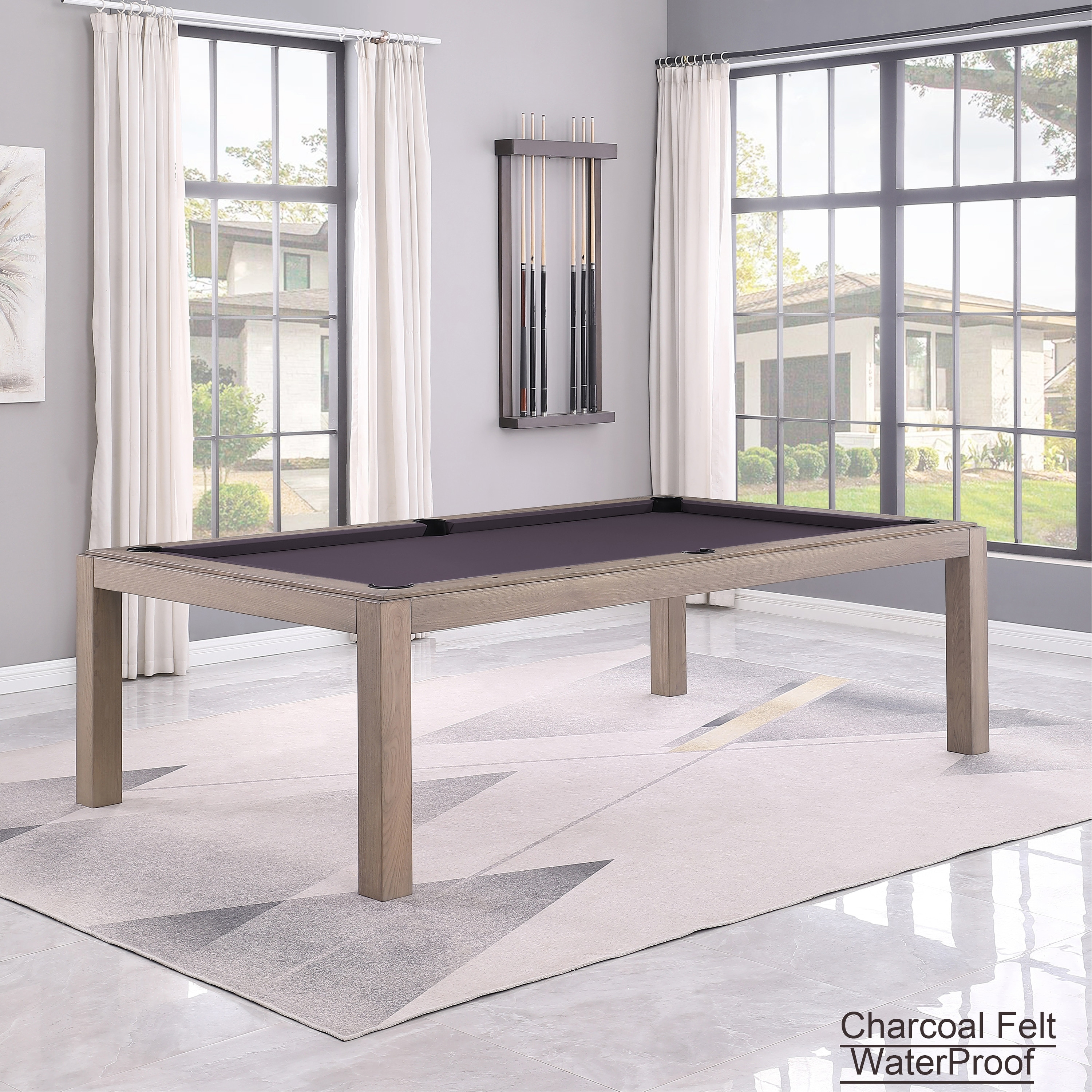 Olivia GreyWash Ash 8ft Billiard Slate Pool Table with dining top