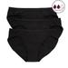 Women s Hanes 42FDM3 Comfort Period Moderate Bikini Panty (BLK/BLK/BLK 9)