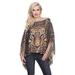 Fashion Latitude Tiger Print Sweater Poncho Cap with Fringes Tassel Wrap (Brown Gold)