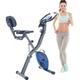 Folding Exercise Bike Recumbent Exercise Bike Fitness Upright and Recumbent X-Bike with 10-Level Adjustable Resistance Arm Bands and Backrest Easy to Assemble Indoor Cycling Bike(Navy)