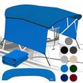 KNOX Universal 4 Bow Bimini Top Replacement Canvas & Detachable Sidewalls with Storage Boot 900D Marine Grade Sun Shade Boat Canopy with Solid Side Blocks No Frame 73-78 W Pacific Blue