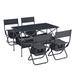Set of 5 Folding Outdoor Table and Chair Set Portable Camping Table with 4 Chairs and Storage Net for Patio Picnics Beach Backyard BBQ Black+Gray
