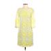 Belle Badgley Mischka Cocktail Dress: Yellow Floral Motif Dresses - Women's Size 4