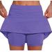 FAKKDUK Flowy Athletic Shorts for Women Running Girls Two Piece Pleated Quick-Drying Comfy Shorts Ladies Tennis Skirt Sports Skirt Shorts Womens Skirt Shorts for Summer Casual XXXL&Purple