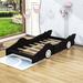 Isabelle & Max™ Adone Race Car-Shaped Platform Bed Frame w/ Wheels Wood in Black | 17.3 H x 40.3 W x 87.4 D in | Wayfair