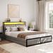 Brayden Studio® Manufactured Wood Bed Frame w/Storage Headboard & 4 Drawers Under Bed Wood in Gray | 36.62 H x 61.62 W x 86.25 D in | Wayfair