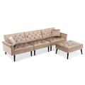 Brown Reclining Sectional - House of Hampton® Giancontieri 6 - Piece Upholstered Reclining Sectional Velvet, | 29.9 H x 100.7 W x 32 D in | Wayfair