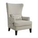 Wingback Chair - One Allium Way® Upholstered Wingback Chair Wood in Brown/White | 48.5 H x 30.1 W x 33.9 D in | Wayfair