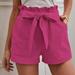 Finelylove Bike Shorts With Pockets Summer Shorts High Waist Rise Walking Solid Hot Pink XL